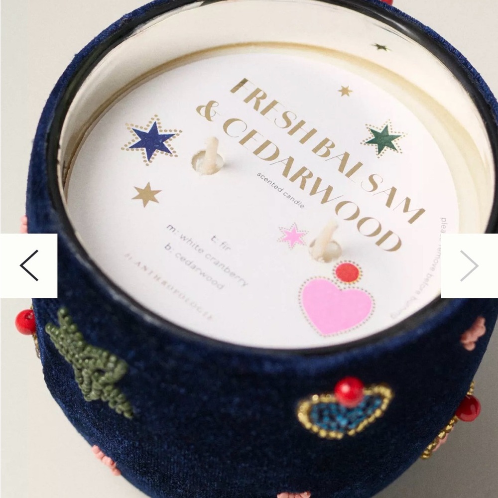 Anthropologie Navy Beaded Candle Holder - Picture 2 of 8